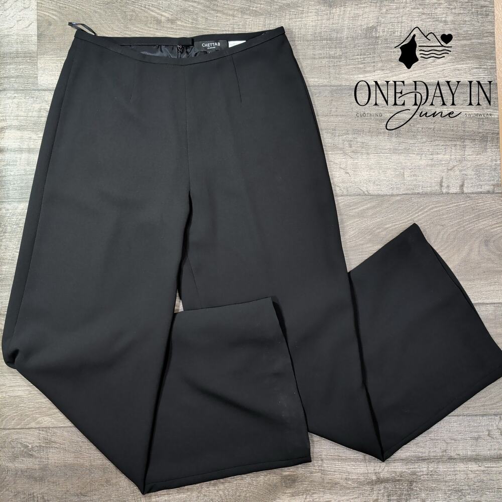 Chetta B Evening Wide Leg Dress Pants Black Formal Trousers NWT Size 6